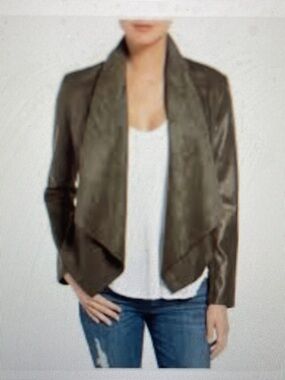 Vince leather Women’s Draped Open Front Jacket - grey/Green
